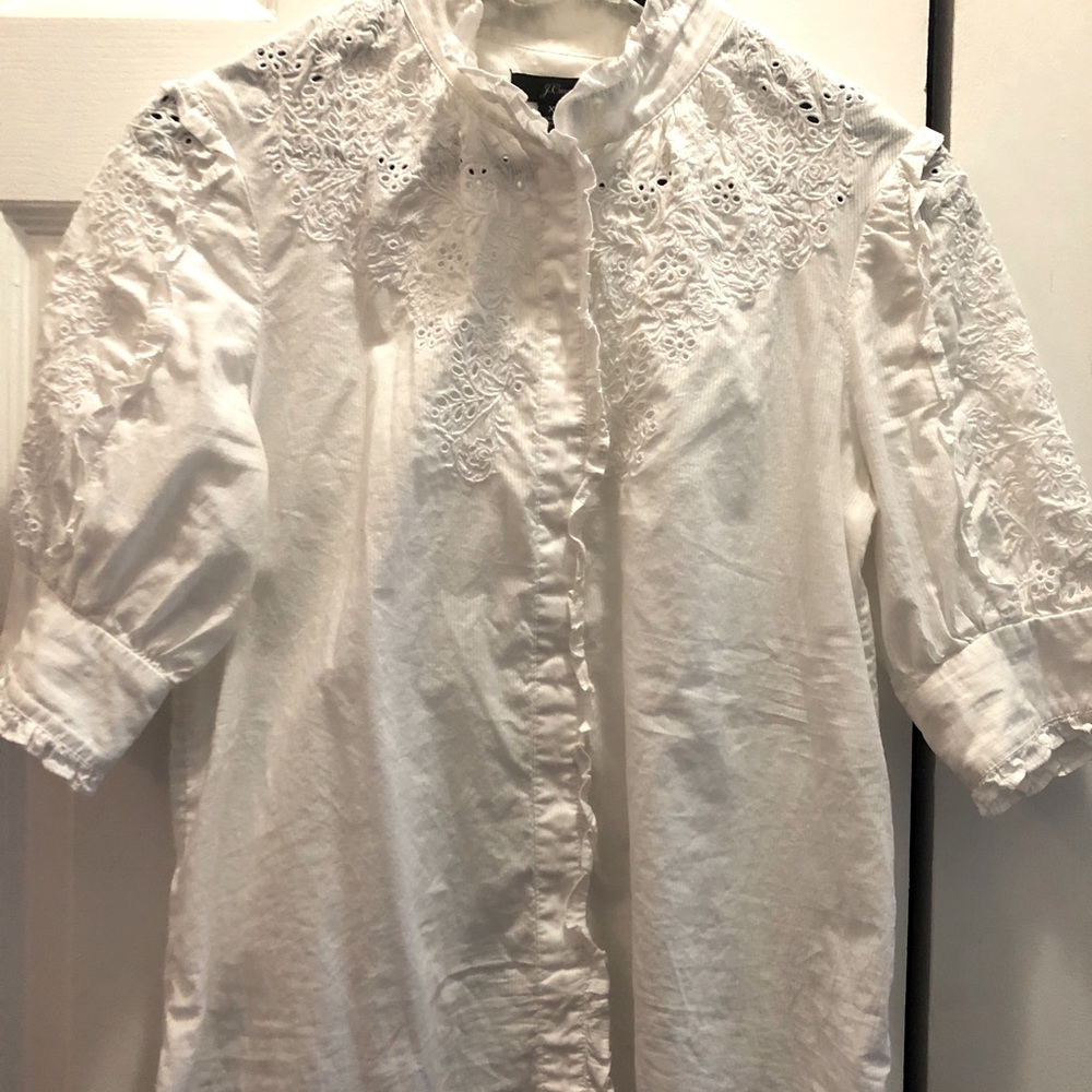 J.Crew White Puff Sleeve Top